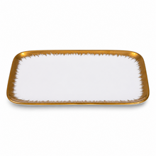 Set of 6 - Elegant White Gold Brushstroke Dinnerware - Glass Dish 10.04" x 0.71"