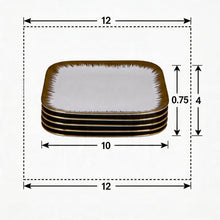 Set of 6 - Elegant White Gold Brushstroke Dinnerware - Glass Dish 10.04" x 0.71"