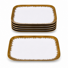 Set of 6 - Elegant White Gold Brushstroke Dinnerware - Glass Dish 10.04" x 0.71"