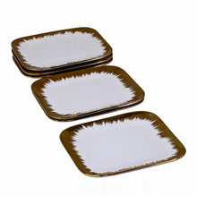 Set of 6 - Elegant White Gold Brushstroke Dinnerware- Glass Dish 8.27" x 0.71"