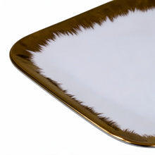 Set of 6 - Elegant White Gold Brushstroke Dinnerware- Glass Dish 8.27" x 0.71"