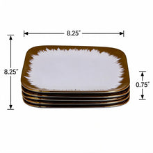 Set of 6 - Elegant White Gold Brushstroke Dinnerware- Glass Dish 8.27" x 0.71"