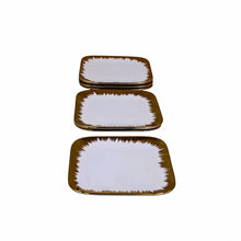 Set of 6 - Elegant White Gold Brushstroke Dinnerware- Glass Dish 8.27" x 0.71"