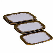 Set of 6 - Elegant White Gold Brushstroke Dinnerware - Glass Dish 5.91" x 0.59"