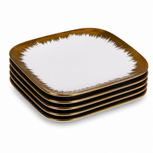 Set of 6 - Elegant White Gold Brushstroke Dinnerware - Glass Dish 5.91" x 0.59"