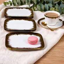 Set of 6 - Elegant White Gold Brushstroke Dinnerware - Glass Dish 5.91" x 0.59"