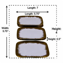 Set of 6 - Elegant White Gold Brushstroke Dinnerware - Glass Dish 5.91" x 0.59"