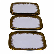 Set of 6 - Elegant White Gold Brushstroke Dinnerware - Glass Dish 5.91" x 0.59"