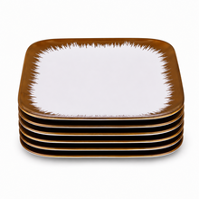 Set of 6 - Elegant White Gold Brushstroke Dinnerware - Glass Dish 5.91" x 0.59"