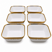 Set of 6 - Elegant White Gold Brushstroke Dinnerware - Glass Bowl 8.82" x 3.07"