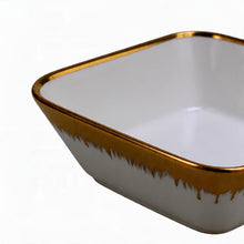 Set of 6 - Elegant White Gold Brushstroke Dinnerware - Glass Bowl 8.82" x 3.07"
