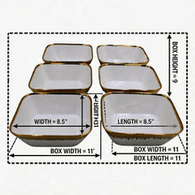 Set of 6 - Elegant White Gold Brushstroke Dinnerware - Glass Bowl 8.82" x 3.07"