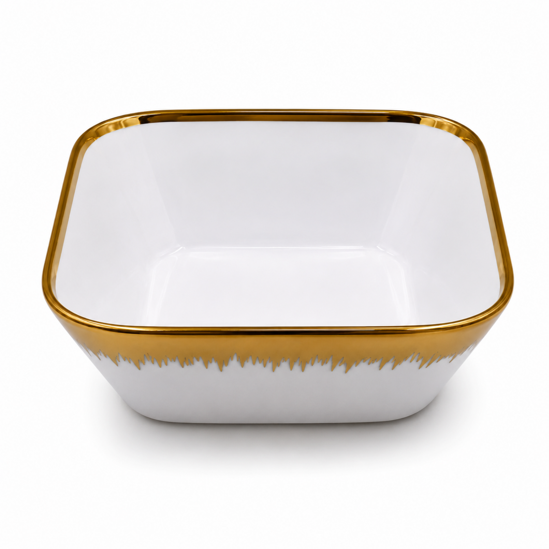 Set of 6 - Elegant White Gold Brushstroke Dinnerware - Glass Bowl 8.82" x 3.07"