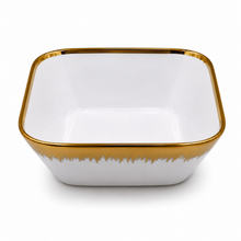 Set of 6 - Elegant White Gold Brushstroke Dinnerware - Glass Bowl 8.82" x 3.07"