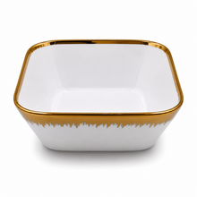 Set of 6 - Elegant White Gold Brushstroke Dinnerware - Glass Bowl 7.01" x 2.56"