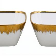 Set of 6 - Elegant White Gold Brushstroke Dinnerware - Glass Bowl 7.01" x 2.56"