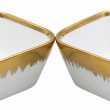 Set of 6 - Elegant White Gold Brushstroke Dinnerware - Glass Bowl 5.51" x 2.17"