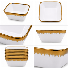 Set of 6 - Elegant White Gold Brushstroke Dinnerware - Glass Bowl 5.51" x 2.17"