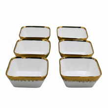 Set of 6 - Elegant White Gold Brushstroke Dinnerware - Glass Bowl 5.51" x 2.17"