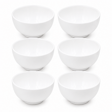 Set of 6 - Minimalist Embossed White Ceramic Serving Bowl