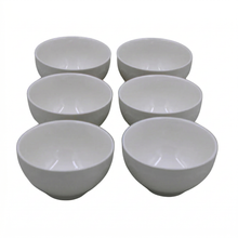 Set of 6 - Minimalist Embossed White Ceramic Serving Bowl