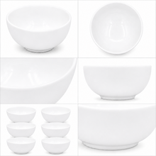 Set of 6 - Minimalist Embossed White Ceramic Serving Bowl