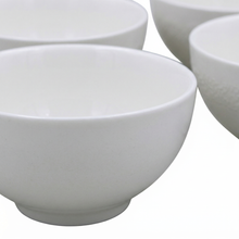 Set of 6 - Minimalist Embossed White Ceramic Serving Bowl