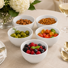 Set of 6 - Minimalist Embossed White Ceramic Serving Bowl