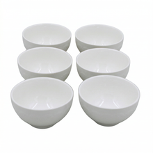 Set of 6 - Minimalist Embossed White Ceramic Serving Bowl