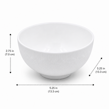 Set of 6 - Minimalist Embossed White Ceramic Bowl - 5.12" x 2.76"