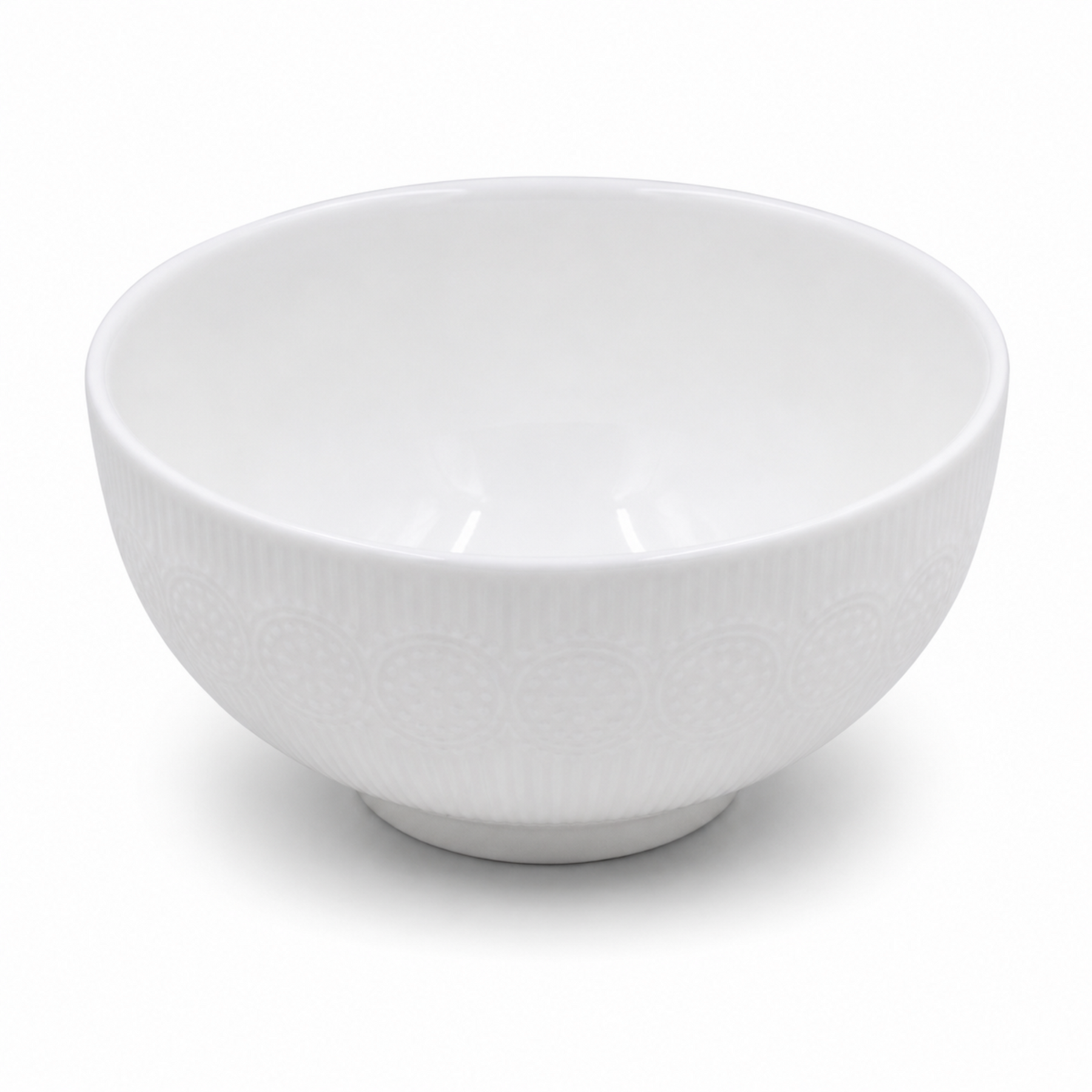 Set of 6 - Minimalist Embossed White Ceramic Bowl - 5.12" x 2.76"