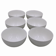 Set of 6 - Minimalist Embossed White Ceramic Bowl - 7.09" x 3.54"