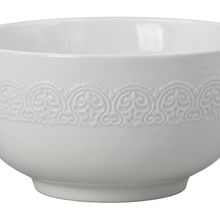 Set of 6 - Minimalist Embossed White Ceramic Bowl - 7.09" x 3.54"