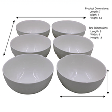 Set of 6 - Minimalist Embossed White Ceramic Bowl - 7.09" x 3.54"