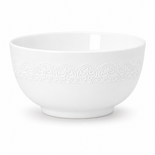 Set of 6 - Minimalist Embossed White Ceramic Bowl - 7.09" x 3.54"