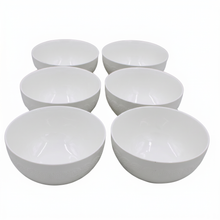 Set of 6 - Minimalist Embossed White Ceramic Bowl - 7.09" x 3.54"