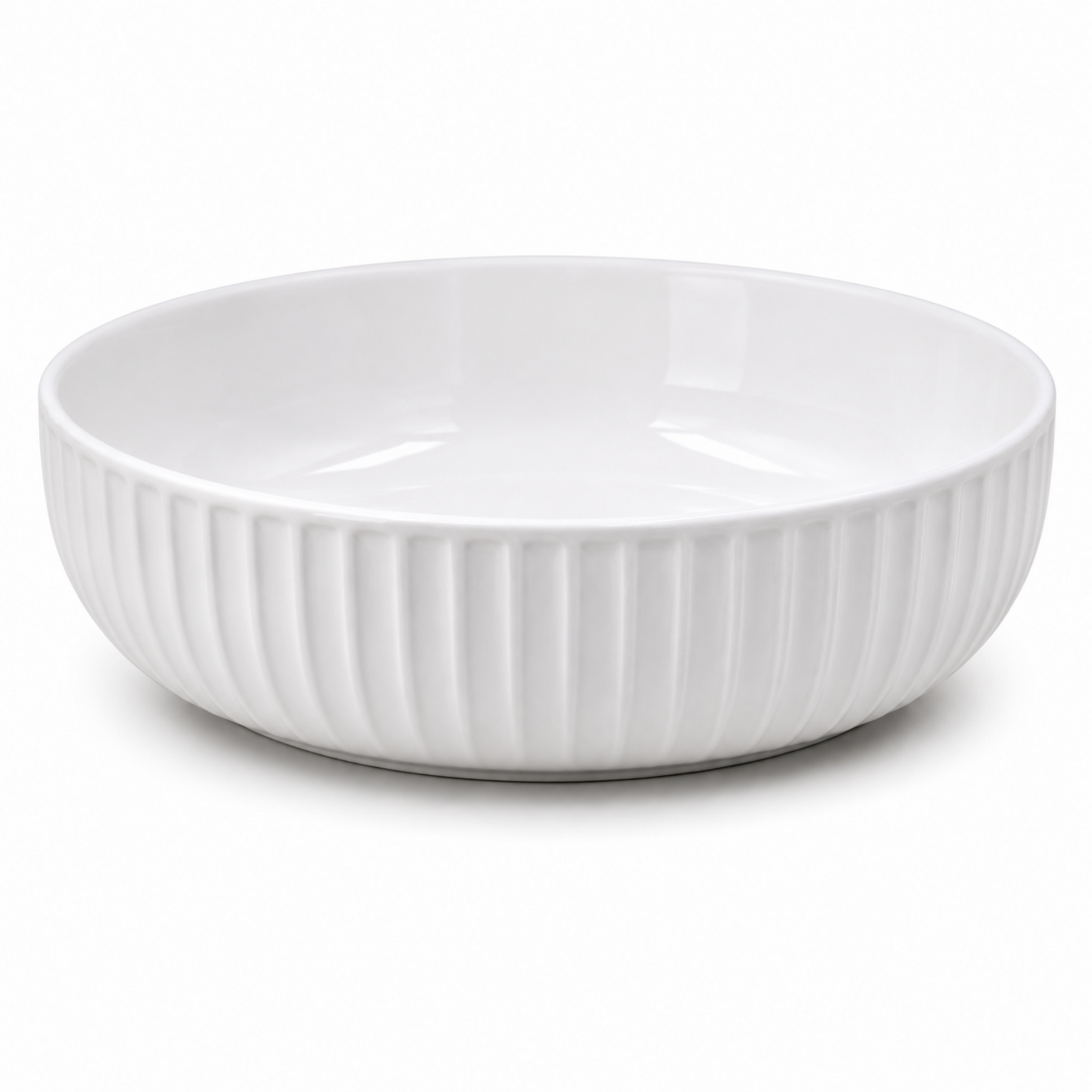 Set of 6 - Minimalist White Ceramic Ribbed Serving Bowl - 5.51" x 1.77"