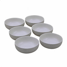 Set of 6 - Minimalist White Ceramic Ribbed Serving Bowl - 5.51" x 1.77"