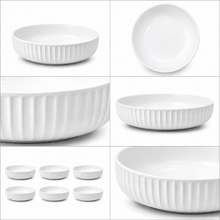 Set of 6 - Minimalist White Ceramic Ribbed Serving Bowl - 5.51" x 1.77"