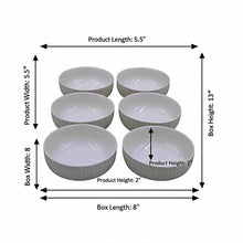 Set of 6 - Minimalist White Ceramic Ribbed Serving Bowl - 5.51" x 1.77"