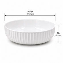 Set of 6 - Minimalist White Ceramic Ribbed Serving Bowl - 5.51" x 1.77"