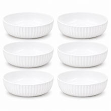 Set of 6 - Minimalist White Ceramic Ribbed Serving Bowl - 5.51" x 1.77"