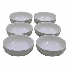Set of 6 - Minimalist White Ceramic Ribbed Serving Bowl - 5.51" x 1.77"
