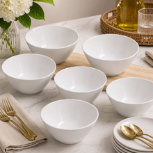Set of 6 - Minimalist White Ceramic Deep Serving Bowl - 6.3" x 2.76"