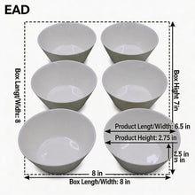 Set of 6 - Minimalist White Ceramic Deep Serving Bowl - 6.3" x 2.76"