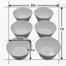Set of 6 - Minimalist White Ceramic Deep Serving Bowl - 6.3" x 2.76"