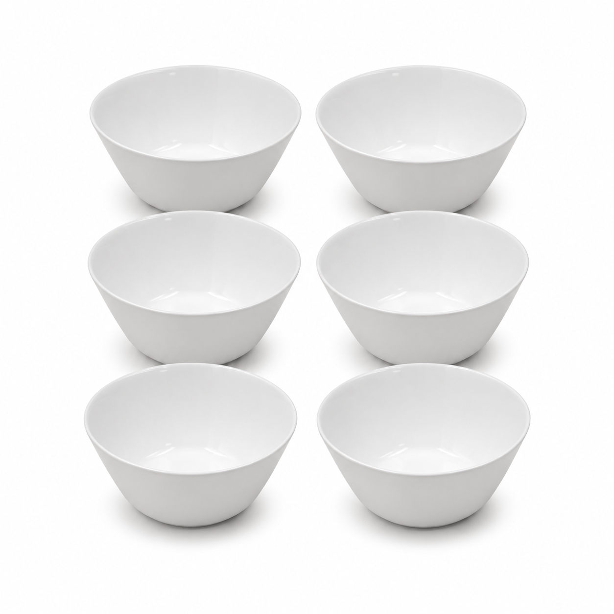 Set of 6 - Minimalist White Ceramic Deep Serving Bowl - 6.3" x 2.76"