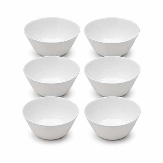 Set of 6 - Minimalist White Ceramic Deep Serving Bowl - 6.3" x 2.76"