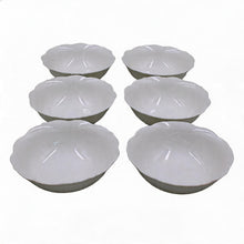 Set of 6 - Minimalist White Scalloped Ceramic Bowl - 6.89" x 2.17"