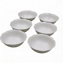 Set of 6 - Minimalist White Scalloped Ceramic Bowl - 6.89" x 2.17"